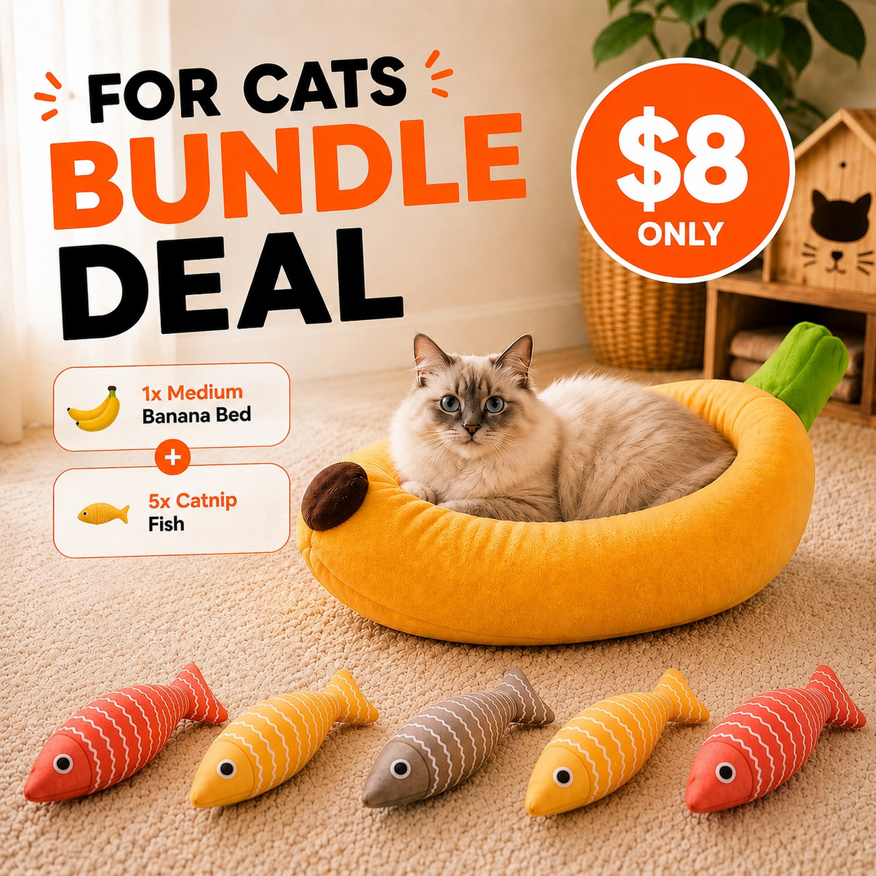 Banana Bed Bundle Cat