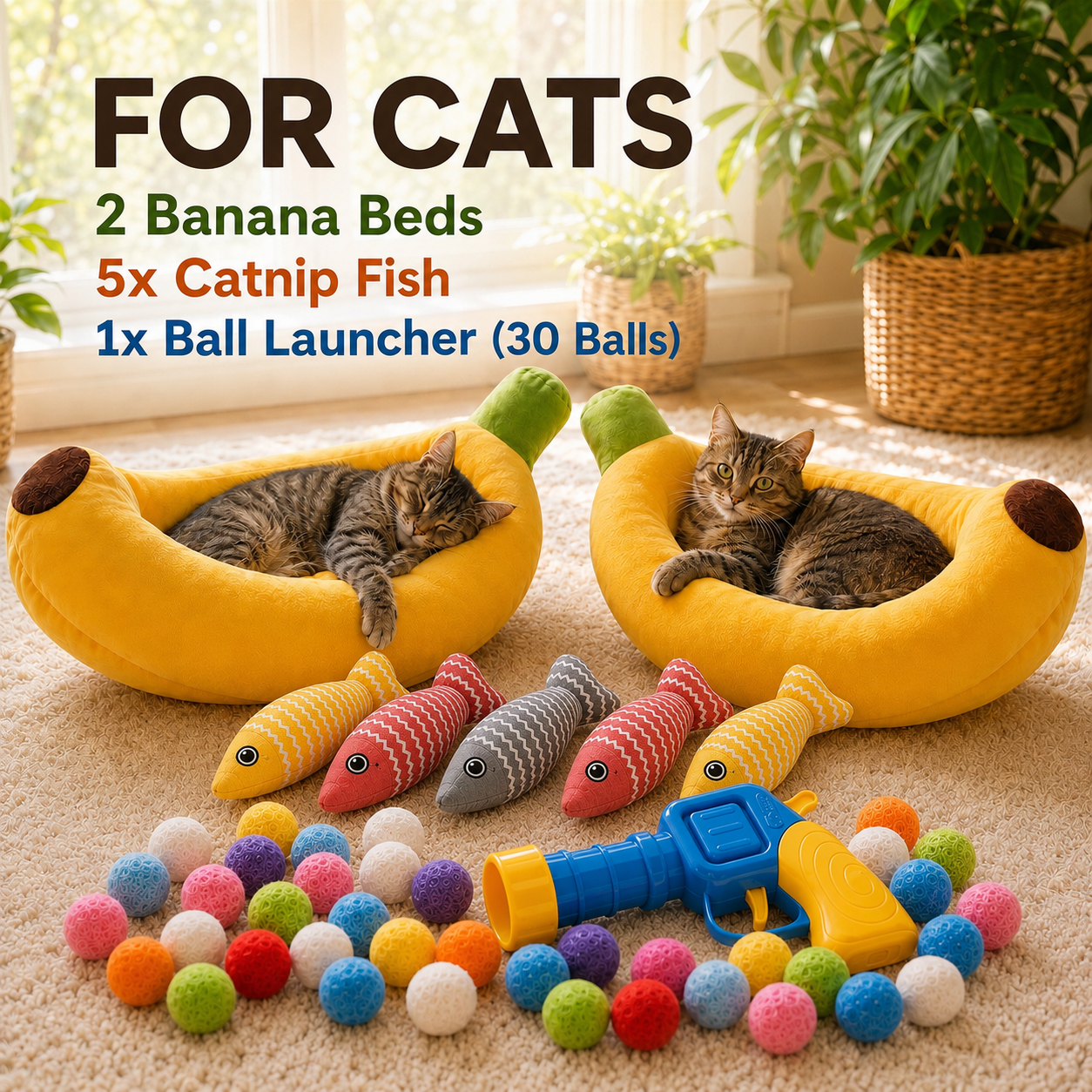 2 Banana Bed Bundle Cat