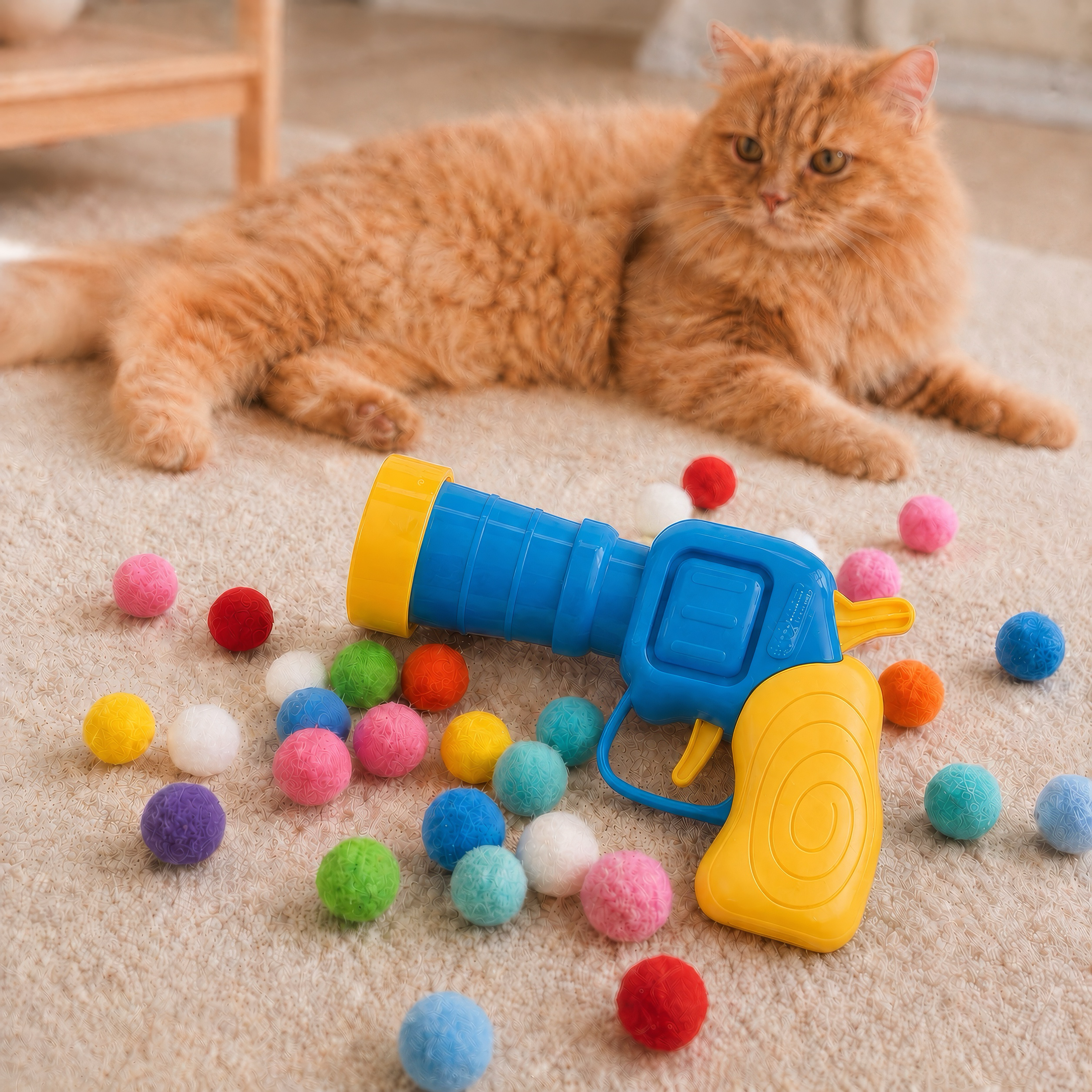 Ball launcher designed to engage your cat's natural chase-and-pounce instincts