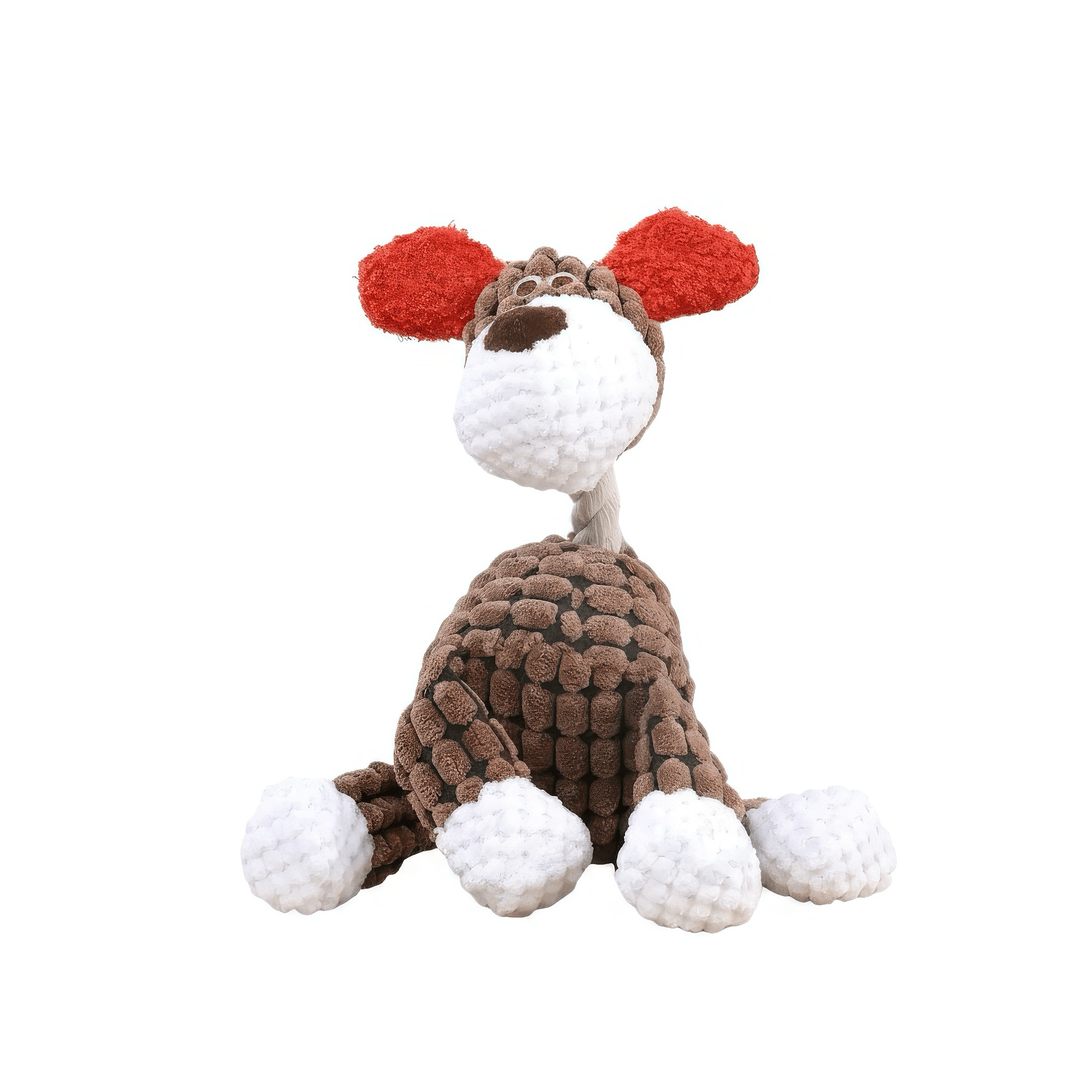 Brown dog toy made with soft yet durable cotton material 