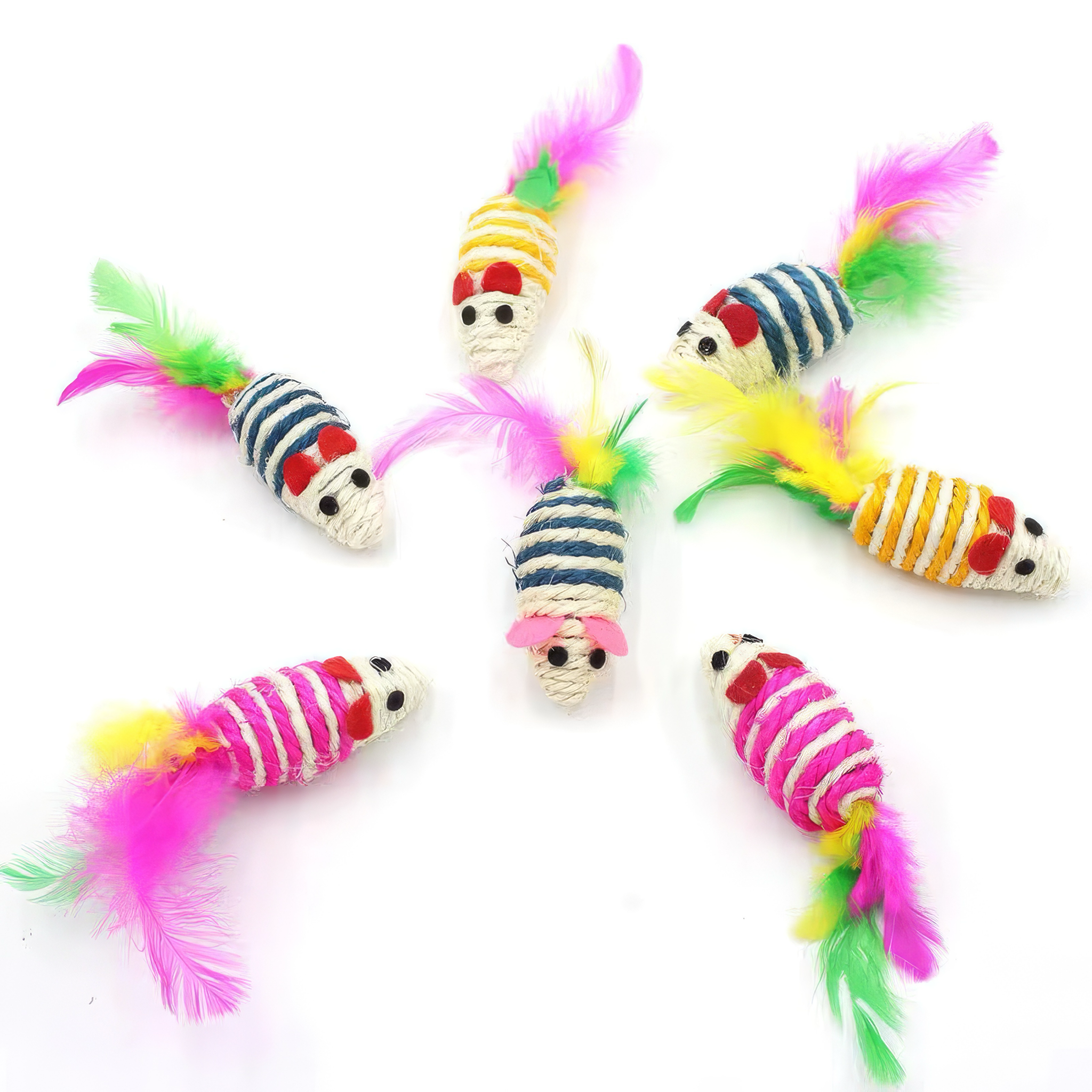 Colorful sisal mouse toys for cats